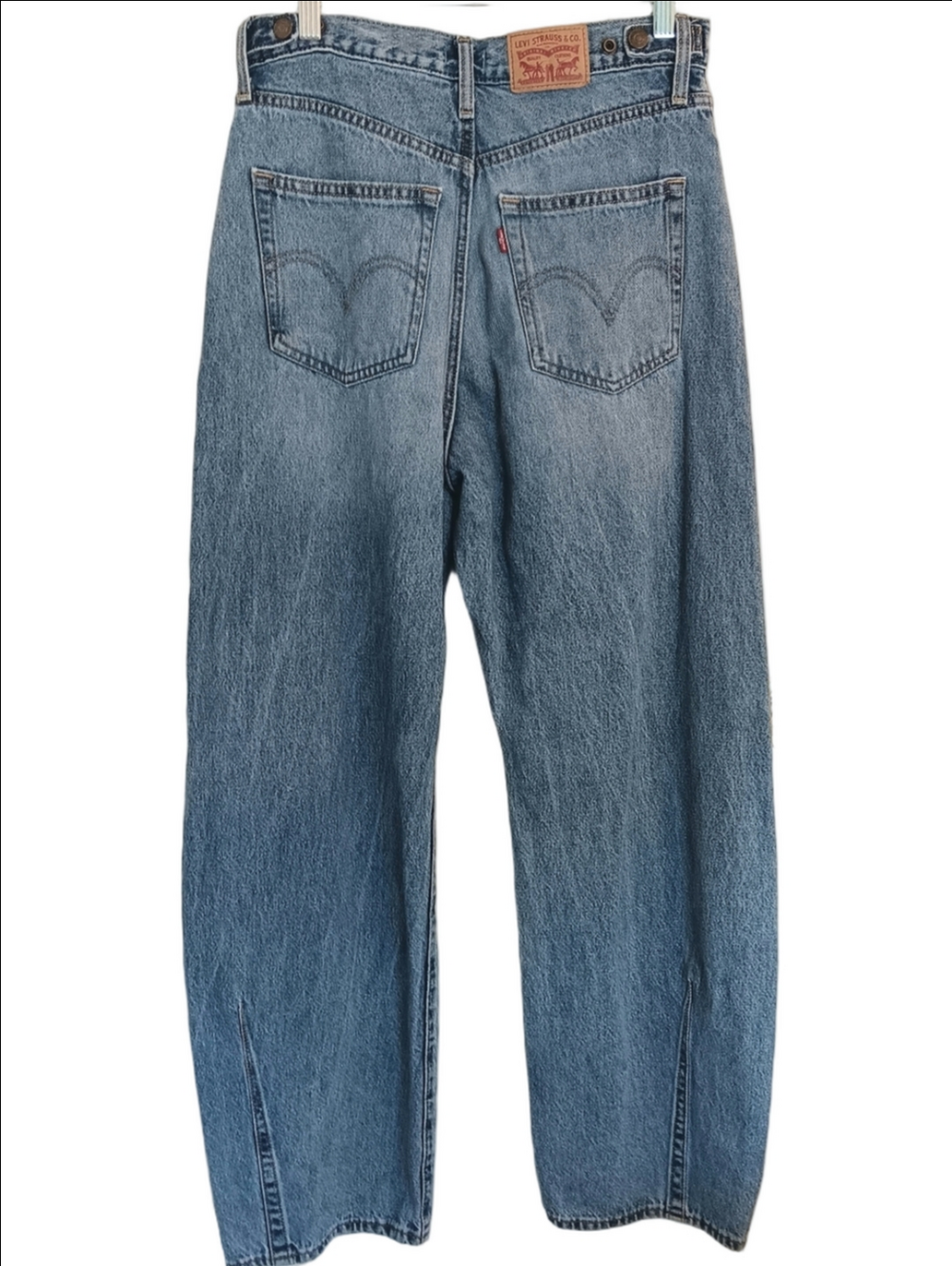 Levi's Cinch Barrel Jeans Med/light-wash High-rise Super Soft 28W 32L Comfy 90s - Picture 11 of 11